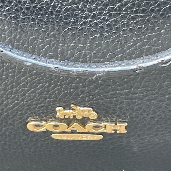 COACH F80268 Shoulder Bag Tote Black Pebble Leather Gold Hardware - Picture 6 of 16